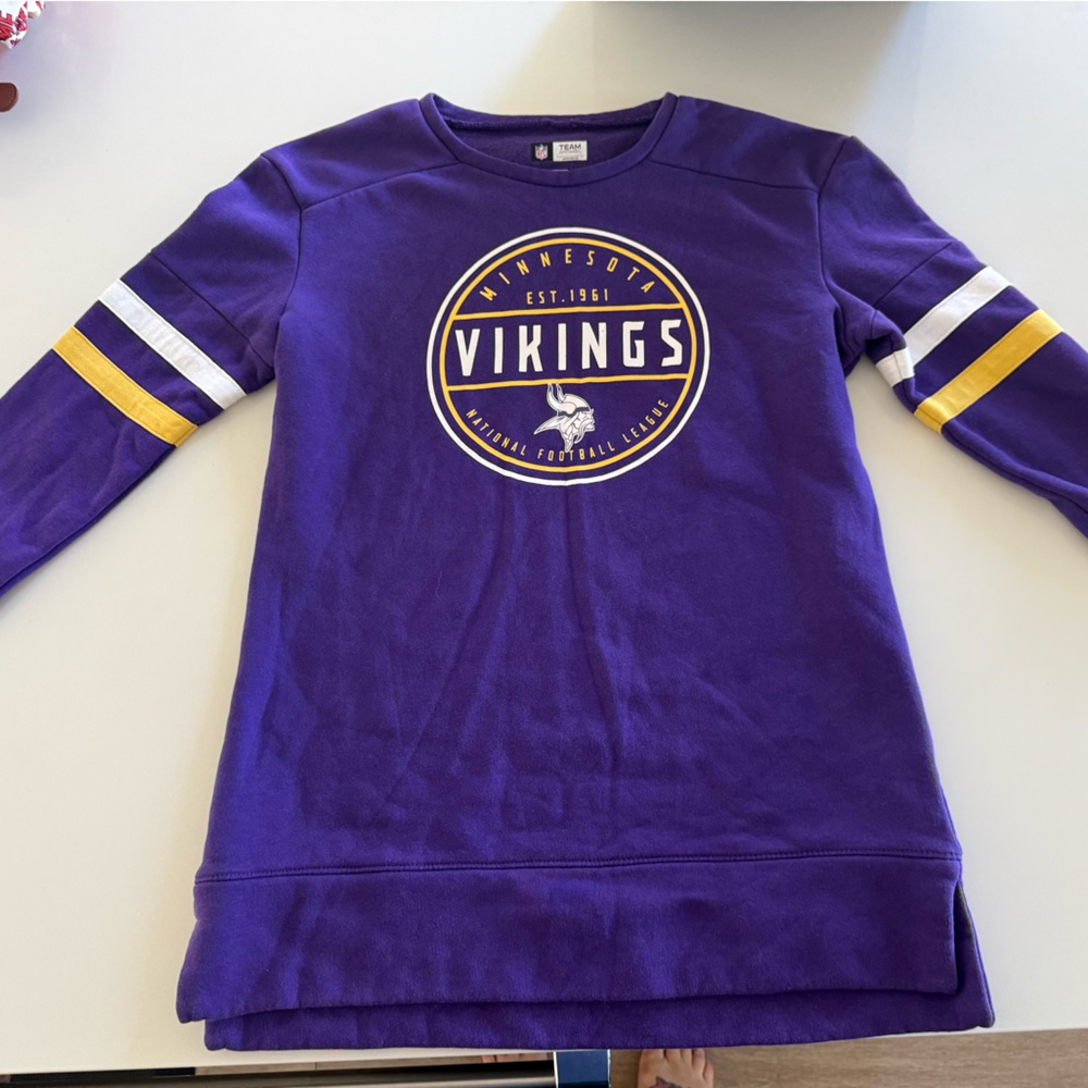 NFL Vikings Purple Sweatshirt with Gold and White Stripes